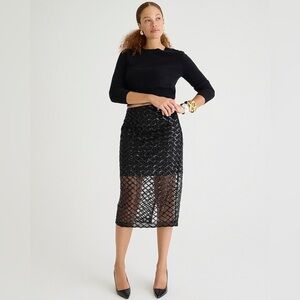J Crew Collection Black Sequin Lattice Pencil Skirt